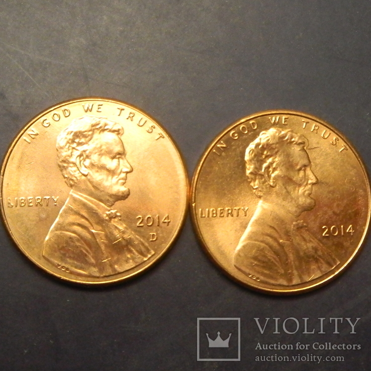 1 цент США 2014 (два різновиди), фото №3