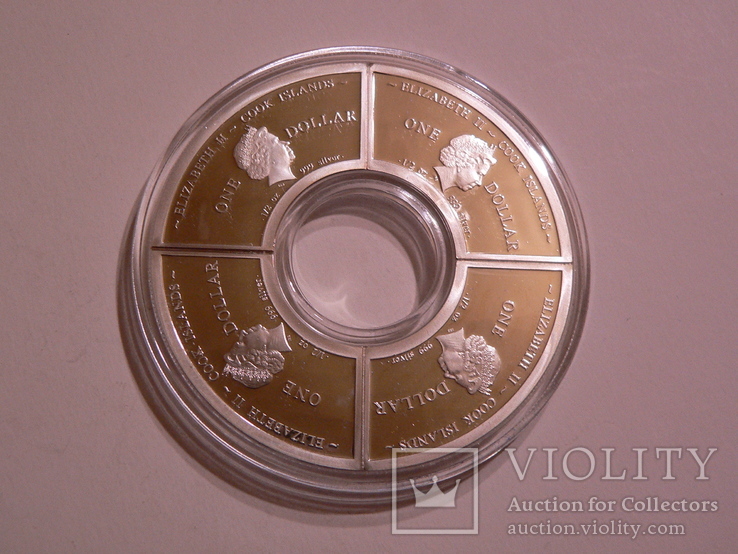 Набор из 4 монет "Год Дракона" - серебро - футляр, сертификат, фото №4