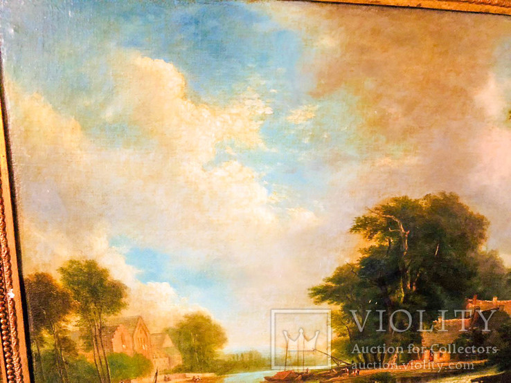 Картина Речной пейзаж 1860г. худ. Вильгельм Краузе, фото №4