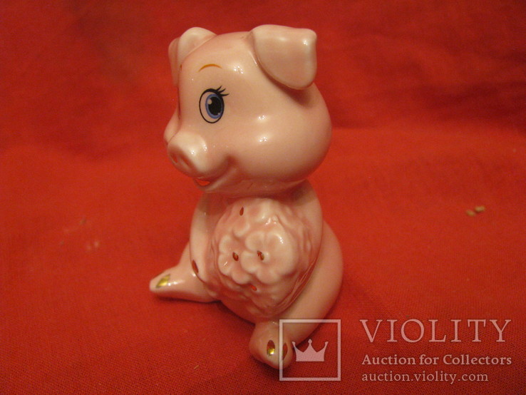 Статуэтка - Свинка с букетом - фарфор., фото №6