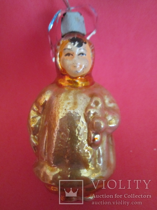 Девочка с куклой (укутыш),елочная игрушка СССР., фото №2
