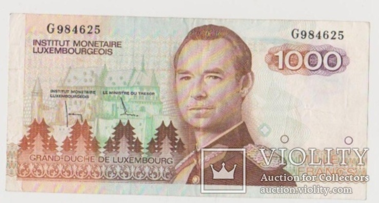 1000 франков Люксембург, фото №2