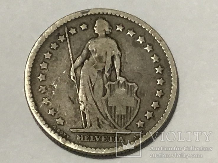 Швейцария 2 франка 1874 редкий год, фото №3
