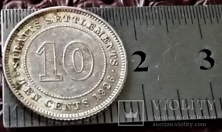 10 центів 1926 року Стрейтс Сетлеменс Колонія Великої Британії, фото №4