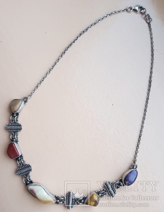 Серебряное ожерелье с камнями, фото №9