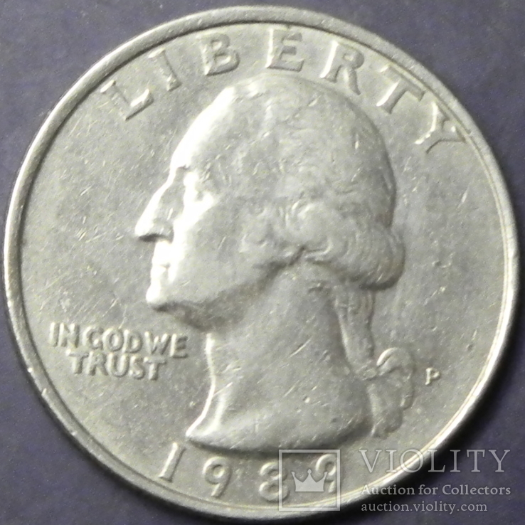 25 центів США 1989 P, фото №2
