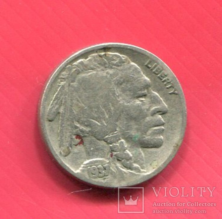США 5 центов 1937 Бизон, Индеец, фото №3