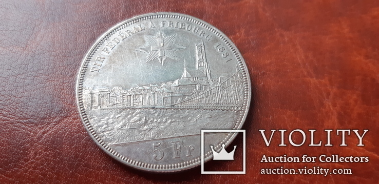5 франков 1881 г. Фрайбург. Швейцария., фото №2