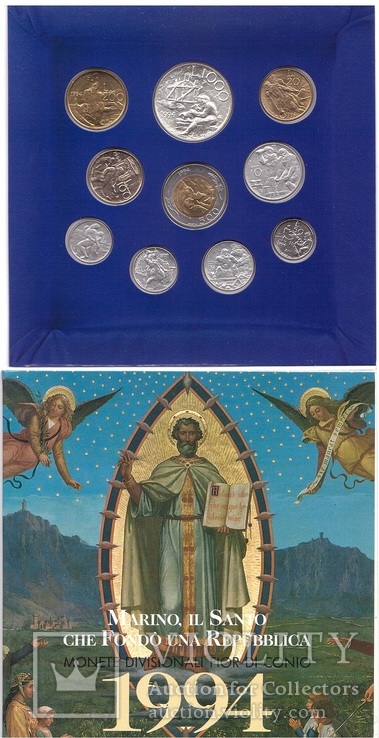 San Marino Сан Марино - 1 2 5 10 20 50 100 200 500 1000 Lire 1994 набор 10 монет, фото №2