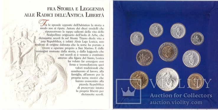 San Marino Сан Марино - 1 2 5 10 20 50 100 200 500 1000 Lire 1994 набор 10 монет, фото №3