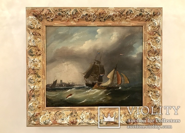 Картина 19 век «В Голландском порту». Сертификат, фото №2