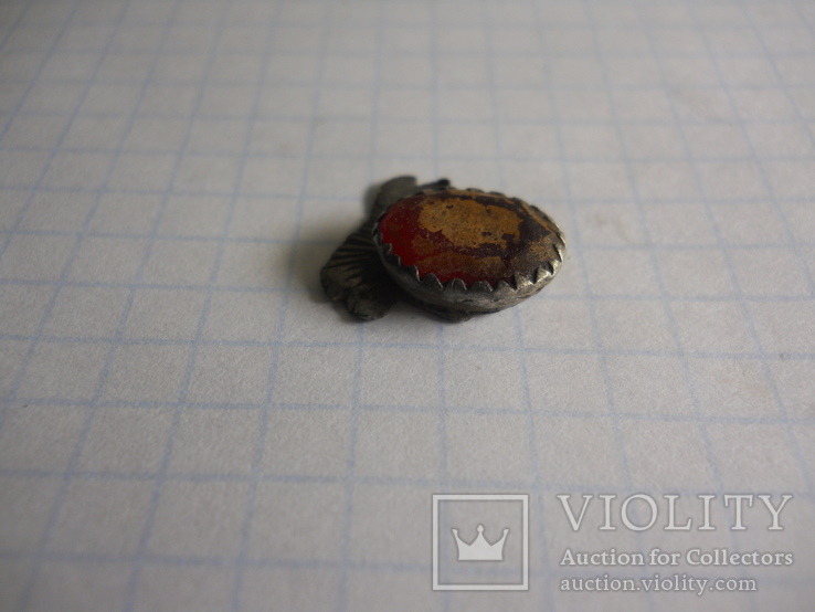 Нижняя серебренная часть дукача с красным камнем, фото №3