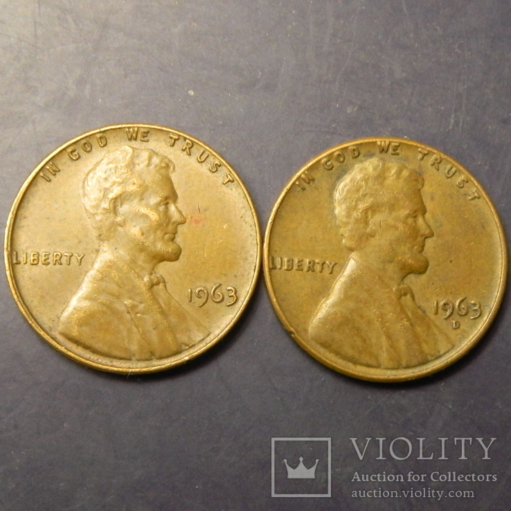 1 цент США 1963 (два різновиди), фото №2