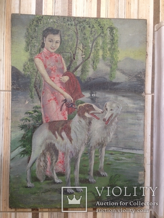 Картина времен  СССР. Дама с собаками., фото №2