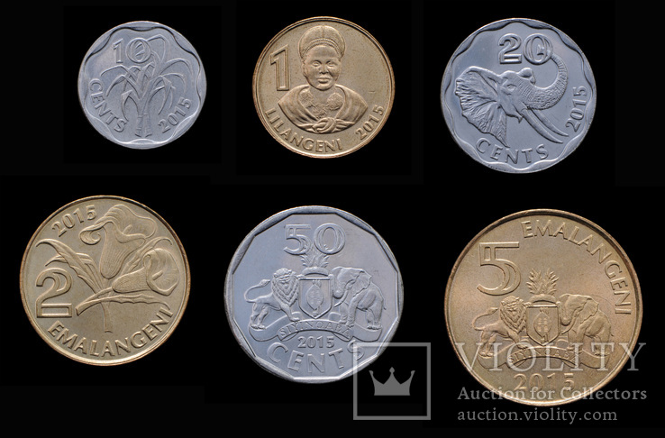 10-20-50-1-2-5 Набор 6 Монет 2015, Свазиленд