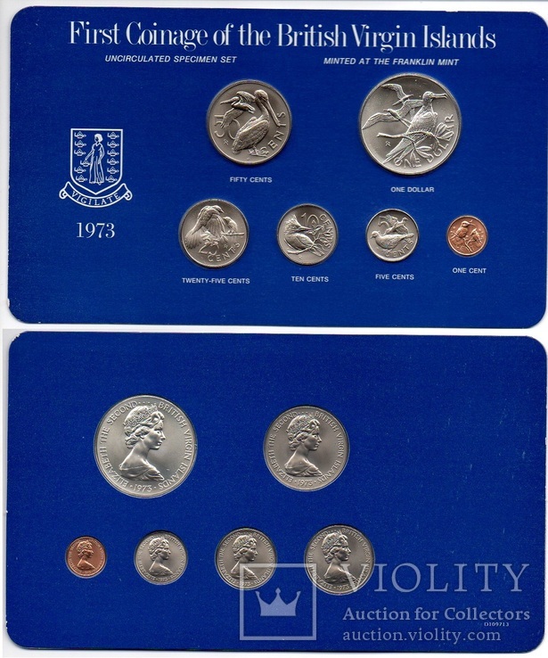 British Virgin islands Виргинские остр 1 5 10 25 50 Cents 1 Dollar 1973 UNC 6 монет