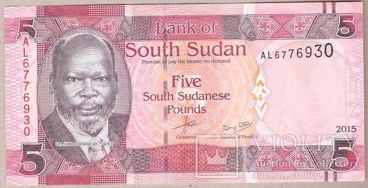 Южный Судан 5 фунтов 2015 г. Unc, фото №2