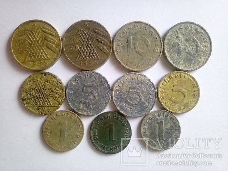 Монеты 11шт. разных годов и номинала. (Германия), фото №2