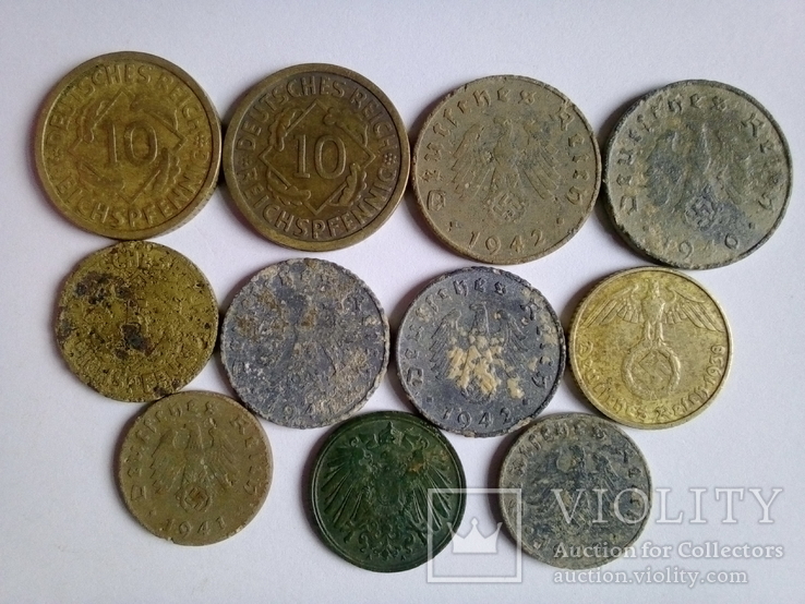 Монеты 11шт. разных годов и номинала. (Германия), фото №3