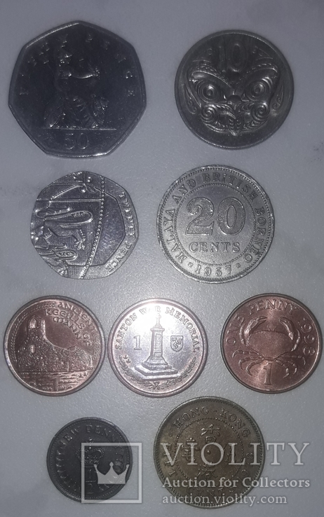 Монеты Великобритании и и территории 9 штук