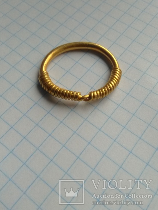 Золотое височное витое кольцо  Черняховской Культуры, фото №3