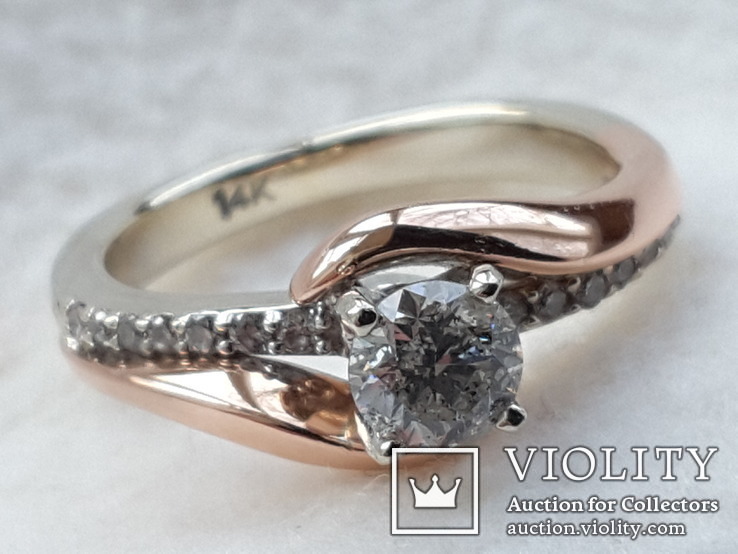 Кольцо с бриллиантом. 0,39 Ct. Золото 14 карат. (бриллиант, перстень, дiамант, diamond), фото №10