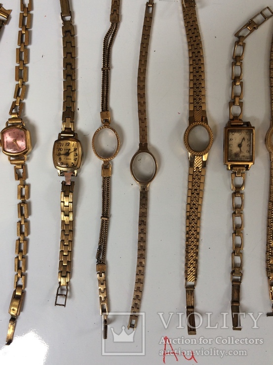 Часы женские , браслеты Аu в позолоте, фото №7