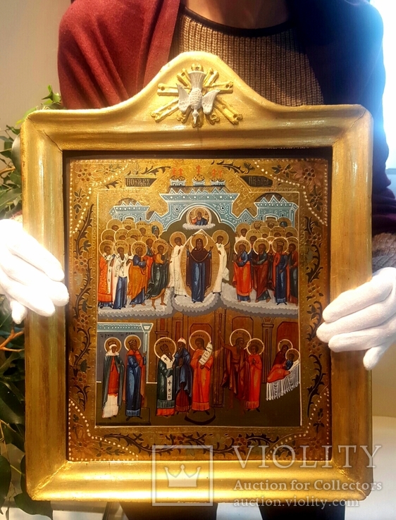 Икона Покров Божией Матери, Пресвятой Богородицы, 19 век., photo number 3