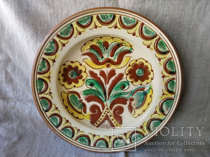 Тарелка Этно декоративная настенная керамика цветочный орнамент, фото №3
