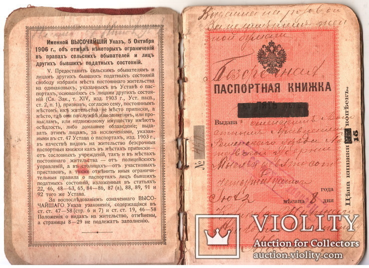 Паспорт царская Россия 1914 года., фото №2