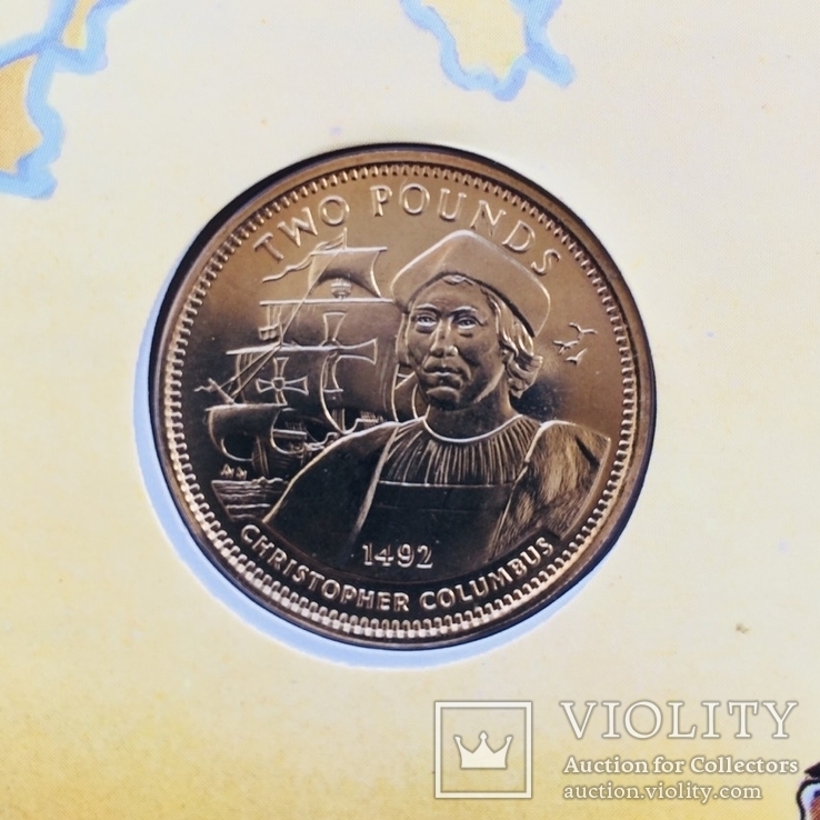 Христофор Колумб. Gibraltar 2 Pounds 1992.Віреніум