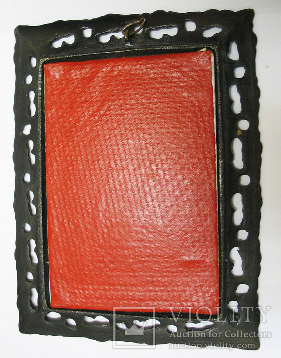Шелкография, портрет в прямоугольной литой металлической рамке, фото №5