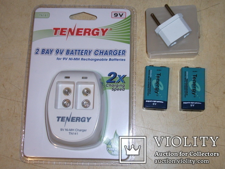 Зарядное устройство для Крон Tenergy TN141 + 2 аккумулятора Крона Tenergy 9V 250 mah, фото №2