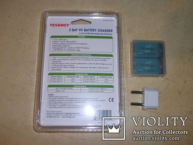 Зарядное устройство для Крон Tenergy TN141 + 2 аккумулятора Крона Tenergy 9V 250 mah, фото №3