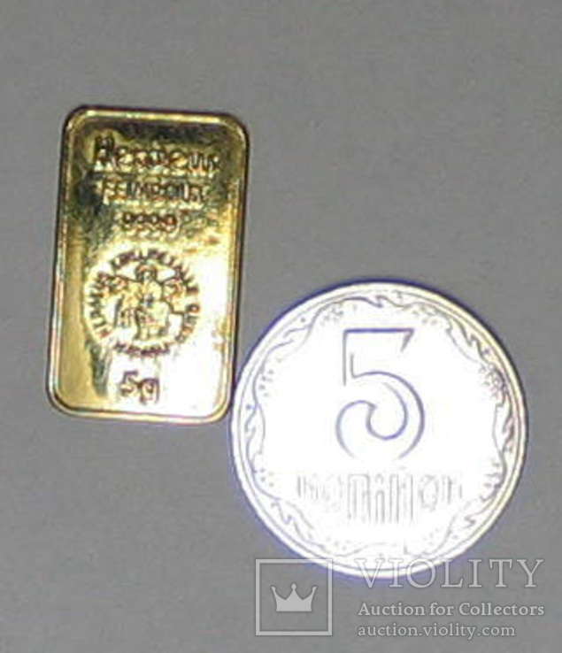 Банковский слиток золота (муляж для витрины) 5 грамм., фото №2