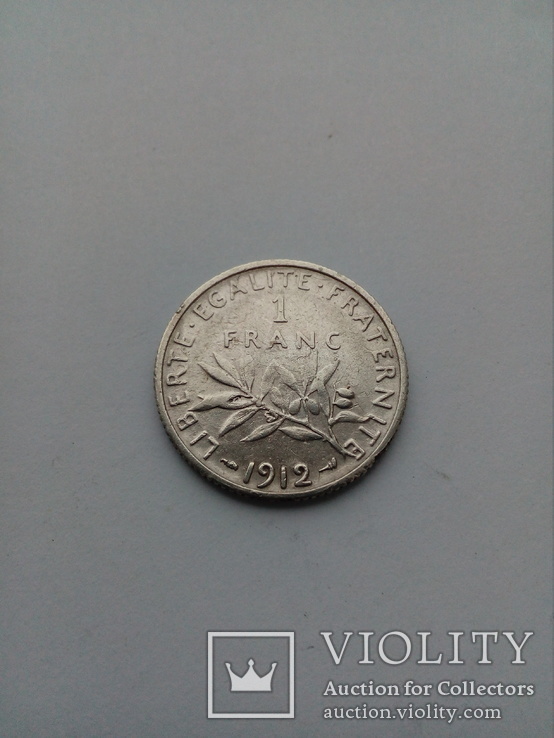  1 франк 1912 Франция, серебро