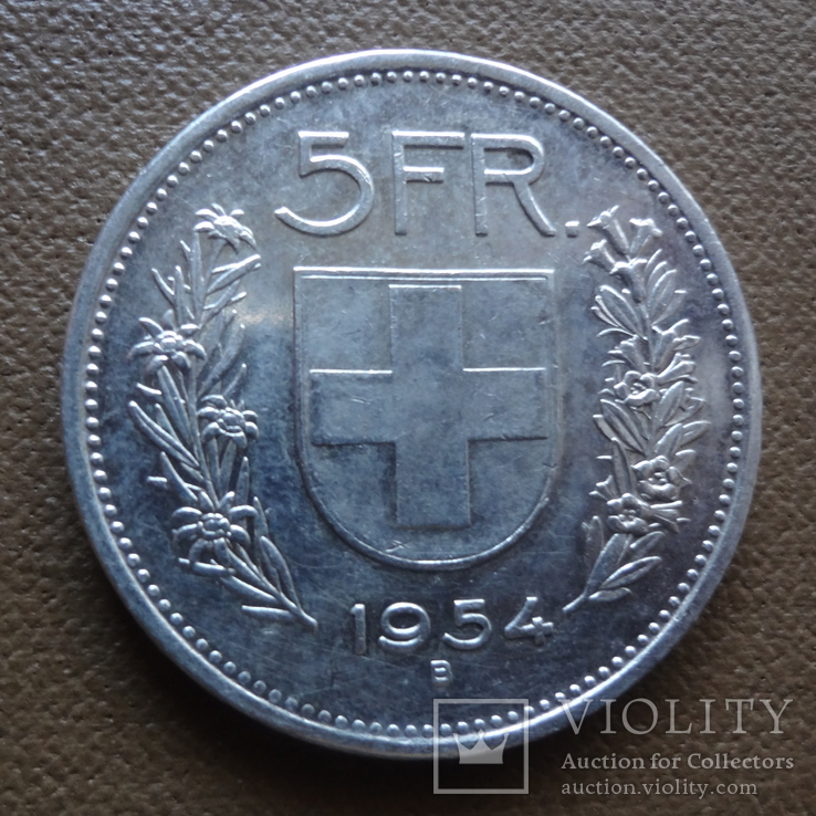 5 франков 1954 Швейцария   серебро (Я.3.1)~, фото №3