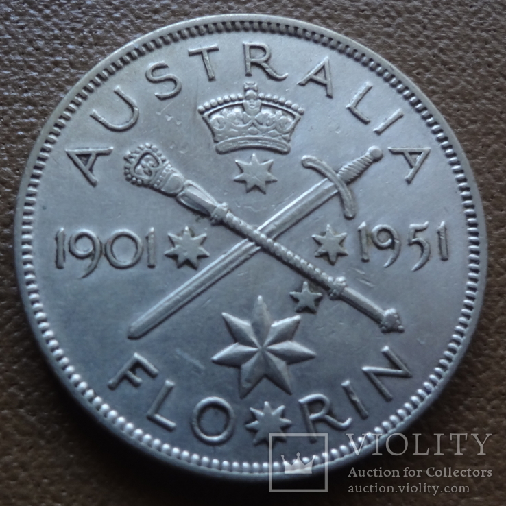 Флорин 1951 Австралия  серебро (Я.4.3)~, фото №2