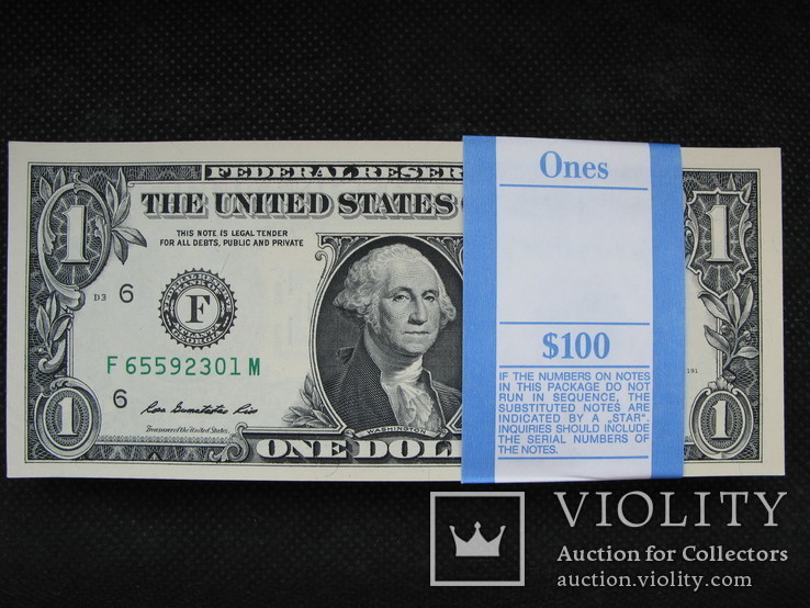 1 доллар США штат ДЖОРДЖІЯ 2013рік UNC корінець (100 банкнот номер в номер), фото №3