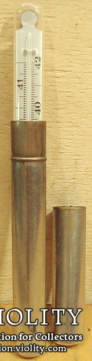 Старинный латунный футляр для градусника в сборе, фото №4