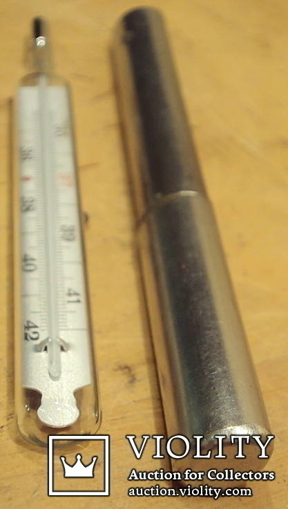 Старинный латунный футляр для градусника в сборе, фото №13