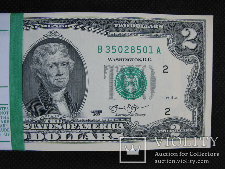 2 доллара США штат НЬЮ-ЙОРК 2013рік UNC корінець (100банкнот номер в номер), фото №5