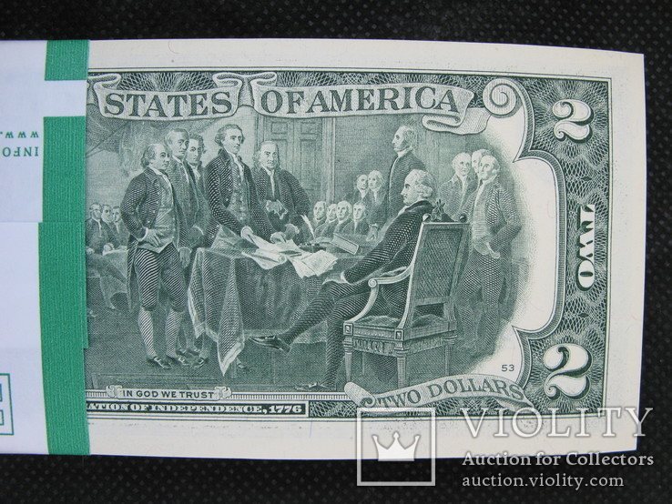2 доллара США штат НЬЮ-ЙОРК 2013рік UNC корінець (100банкнот номер в номер), фото №9