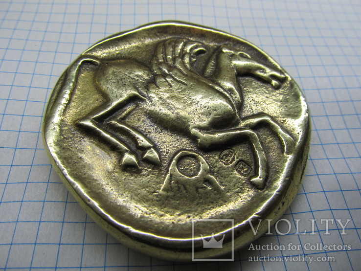 Монета А. Македонского, 240 грамм, 7 см., клейма. Копия., фото №8