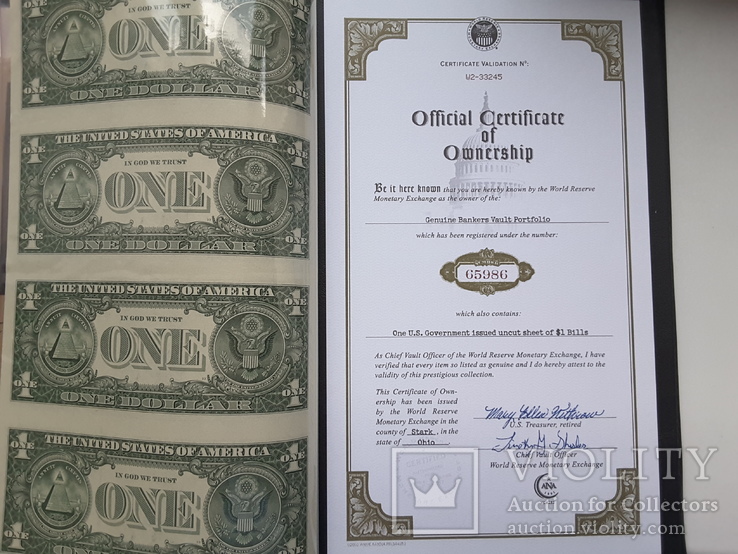 Буклет 1 × 4 Доллары США Неразрезанный с сертификатом, фото №4