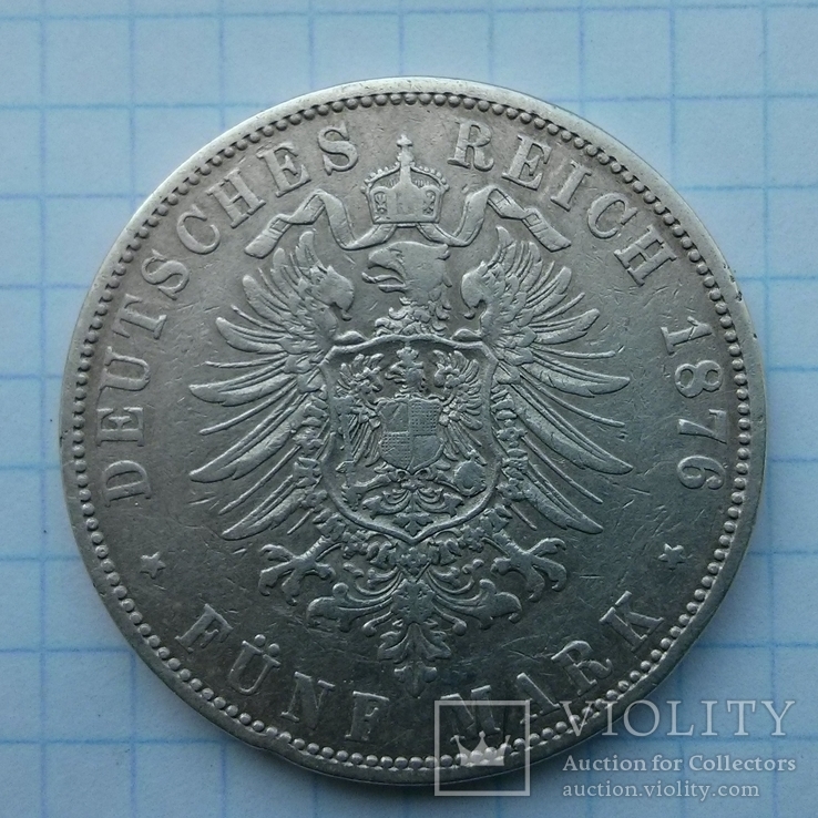 5 марок 1876 год (вольный город Гамбург), фото №3