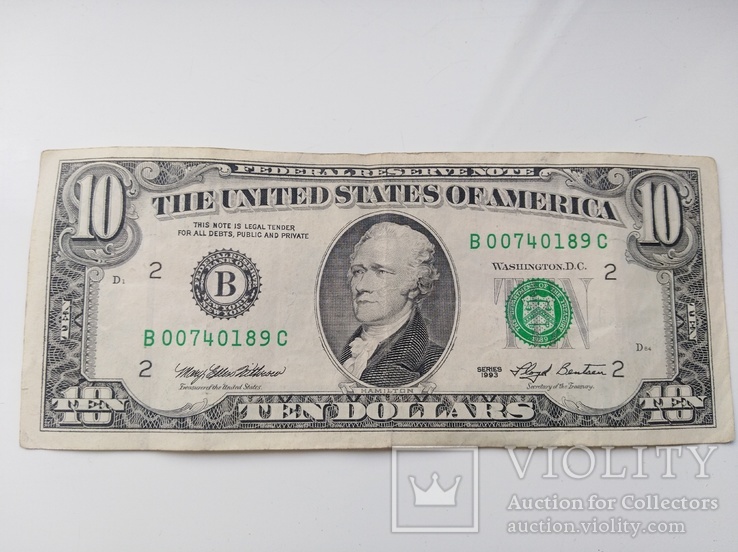 10 доларов 1993 год, фото №2