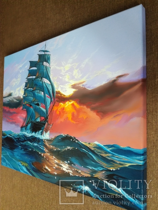 Картина ‘‘Морской закат’’. Холст 35х45 см. 2018г., фото №7