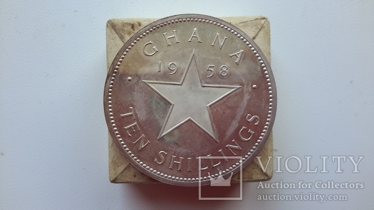 Гана,10 Шиллигов (Серебро 925°,вес 28,28 г.),Независимость 1958 г., numer zdjęcia 3