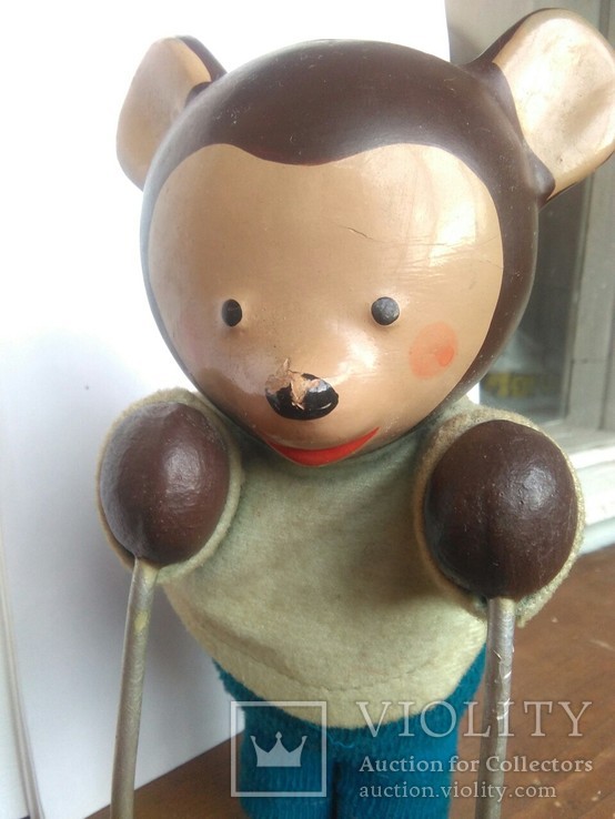 Заводной мишка-лыжник. Механическая игрушка Л.Разумовский, фото №10